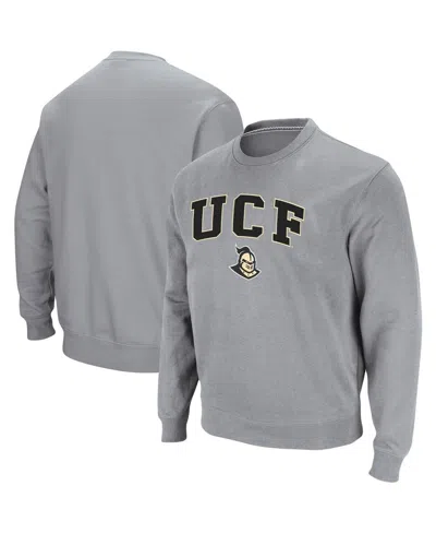 Colosseum Men's Ucf Knights Arch & Logo Tackle Twill Pullover Sweatshirt In Heathered Gray