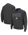 Colosseum Men's Uconn Huskies Arch And Logo Crew Neck Sweatshirt In Charcoal