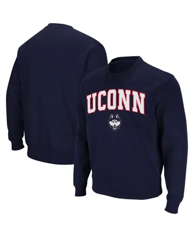 Colosseum Men's Uconn Huskies Arch And Logo Crew Neck Sweatshirt In Navy
