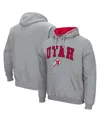 Colosseum Men's Utah Utes Arch And Logo Pullover Hoodie In Heathered Gray