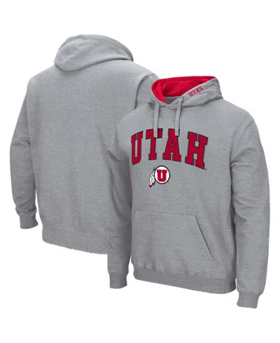 Colosseum Men's Utah Utes Arch And Logo Pullover Hoodie In Heathered Gray