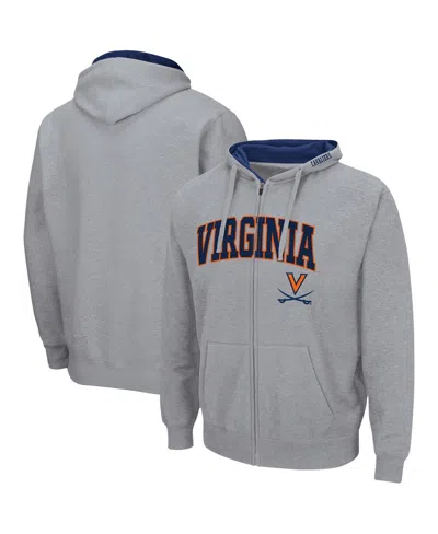 Colosseum Men's Virginia Cavaliers Arch & Logo 3.0 Full-zip Hoodie In Gray