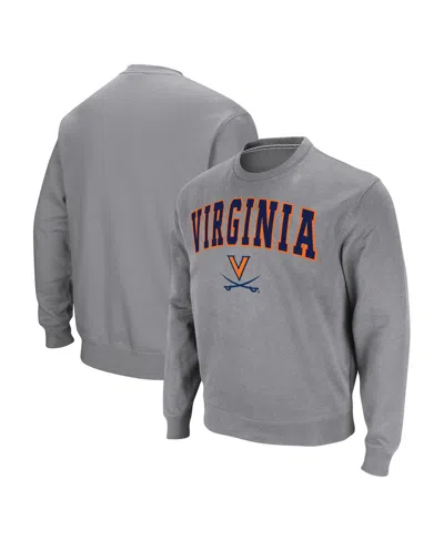 Colosseum Men's Virginia Cavaliers Arch And Logo Pullover Sweatshirt In Gray