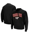 Colosseum Men's Virginia Tech Hokies Arch And Logo Crew Neck Sweatshirt In Black