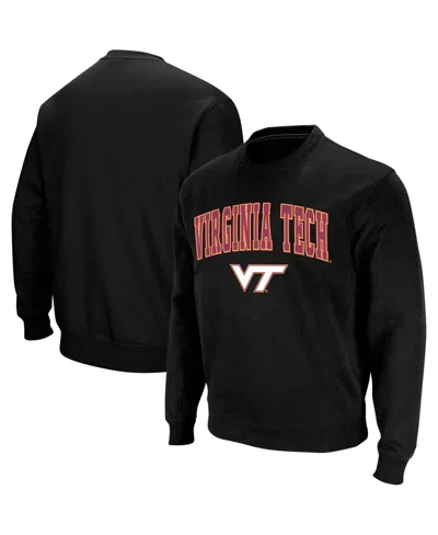Colosseum Men's Virginia Tech Hokies Arch And Logo Crew Neck Sweatshirt In Black