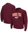 Colosseum Men's Virginia Tech Hokies Arch And Logo Crew Neck Sweatshirt In Maroon