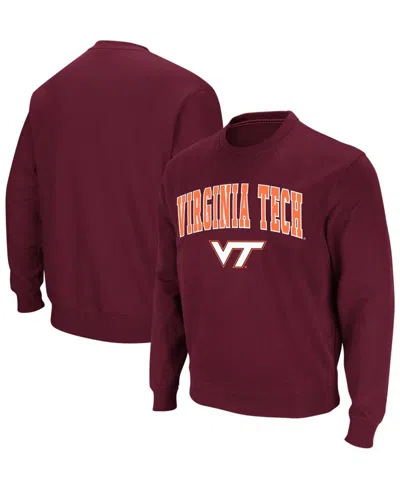 Colosseum Men's Virginia Tech Hokies Arch And Logo Crew Neck Sweatshirt In Maroon