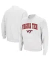 Colosseum Men's Virginia Tech Hokies Arch And Logo Crew Neck Sweatshirt In White