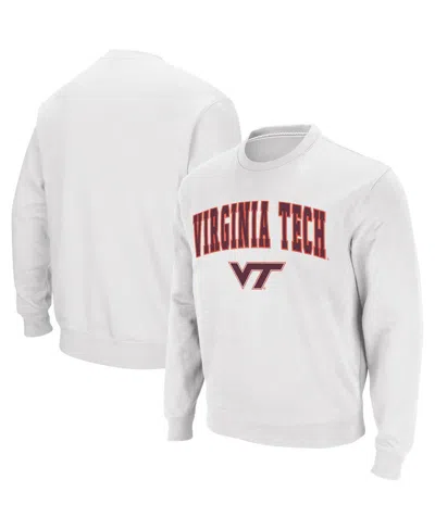 Colosseum Men's Virginia Tech Hokies Arch And Logo Crew Neck Sweatshirt In White