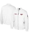 Colosseum Men's Virginia Tech Hokies White Rabbit Full-zip Bomber Jacket In White