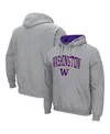 Colosseum Men's Washington Huskies Arch & Logo 3.0 Pullover Hoodie In Heathered Gray