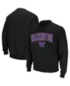 Colosseum Men's Washington Huskies Arch & Logo Crew Neck Sweatshirt In Black