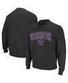 Colosseum Men's Washington Huskies Arch & Logo Crew Neck Sweatshirt In Charcoal