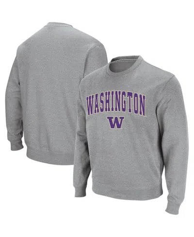 Colosseum Men's Washington Huskies Arch & Logo Crew Neck Sweatshirt In Heather Gray