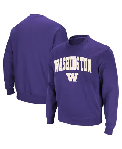 Colosseum Men's Washington Huskies Arch & Logo Crew Neck Sweatshirt In Purple