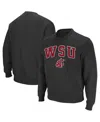 Colosseum Men's Washington State Cougars Arch And Logo Crew Neck Sweatshirt In Charcoal