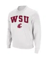 Colosseum Men's Washington State Cougars Arch And Logo Crew Neck Sweatshirt In White