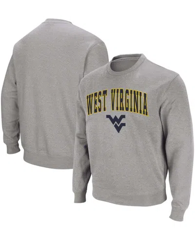 Colosseum Men's West Virginia Mountaineers Arch And Logo Crew Neck Sweatshirt In Heather Gray