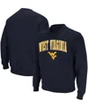 Colosseum Men's Navy West Virginia Mountaineers Arch Logo Crew Neck Sweatshirt In Navy