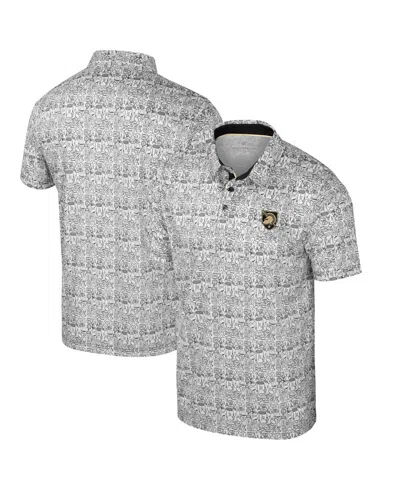 Colosseum Men's White Army Black Knights It's Time Allover Print Polo Shirt In Gray