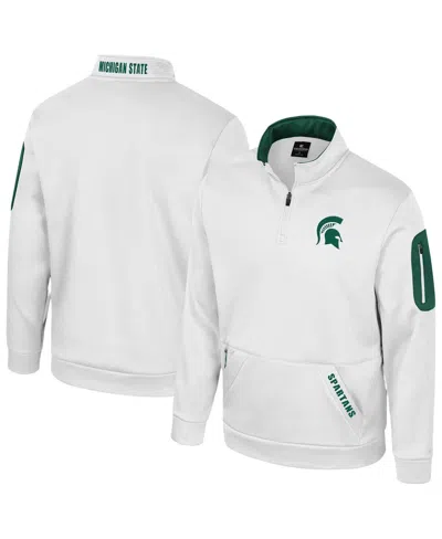 Colosseum Men's White Michigan State Spartans Mainframe Quarter-zip Fleece Jacket