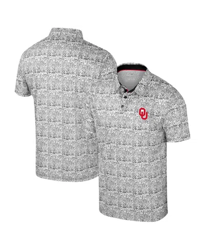 Colosseum Men's White Oklahoma Sooners Big Tall It's Time Allover Printed Polo Shirt In Gray