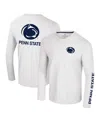 Colosseum Men's White Penn State Nittany Lions Logo Lockup 3-hit Active Blend Long Sleeve T-shirt In White