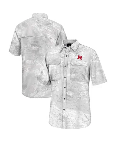 Colosseum Men's Rutgers Scarlet Knights Real Tree Aspect Charter Full-button Fishing Shirt In White,realtree Camo
