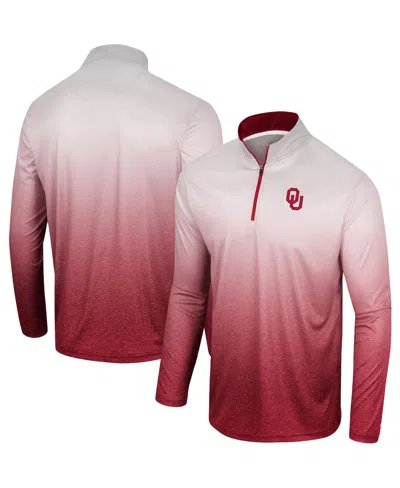 Colosseum Men's White/crimson Oklahoma Sooners Laws Of Physics Quarter-zip Windshirt In White,crimson