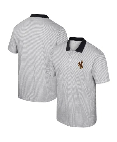 Colosseum Men's White/maroon Montana Grizzlies Print Stripe Polo Shirt In White,no Color