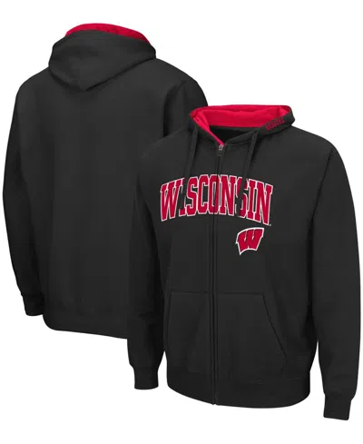 Colosseum Men's Black Wisconsin Badgers Arch Logo 3.0 Full-zip Hoodie