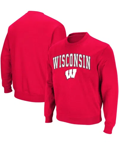 Colosseum Men's Red Wisconsin Badgers Arch Logo Crew Neck Sweatshirt