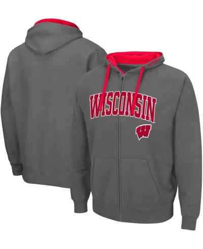 Colosseum Men's Charcoal Wisconsin Badgers Arch Logo 2.0 Full-zip Hoodie
