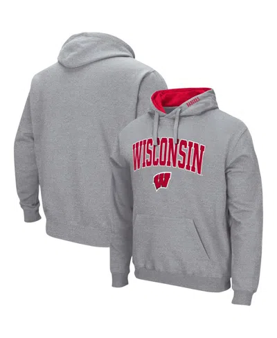 Colosseum Men's Wisconsin Badgers Arch Logo 3.0 Pullover Hoodie In Heathered Gray