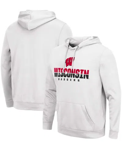 Colosseum Men's White Wisconsin Badgers Lantern Pullover Hoodie