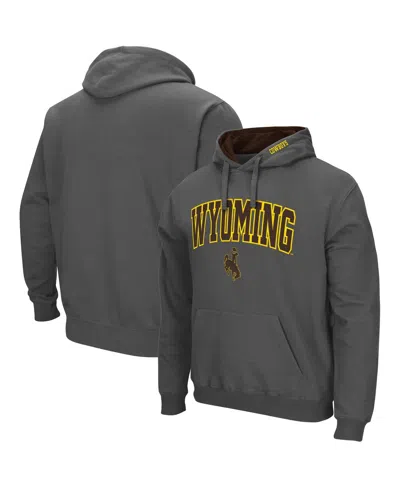 Colosseum Men's Wyoming Cowboys Arch And Logo Pullover Hoodie In Charcoal