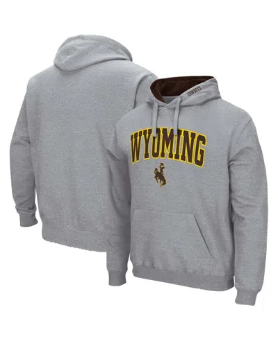Colosseum Men's Wyoming Cowboys Arch And Logo Pullover Hoodie In Heathered Gray