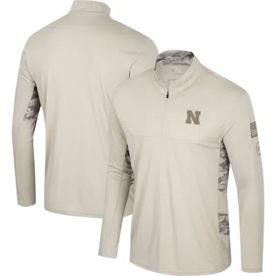 Colosseum Natural Nebraska Huskers Oht Military Appreciation Quarter-zip Jacket