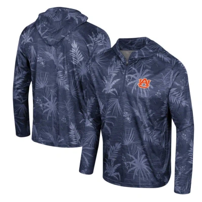 Colosseum Navy Auburn Tigers Palms Printed Lightweight Quarter-zip Hooded Top