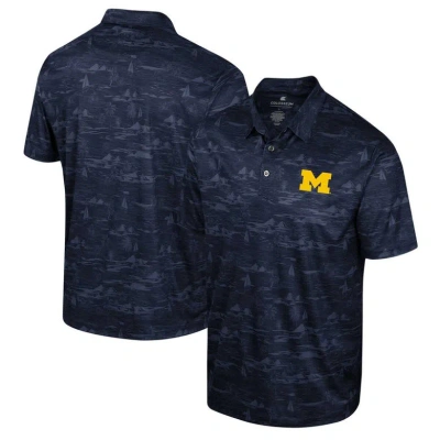 Colosseum Navy Michigan Wolverines Daly Print Polo