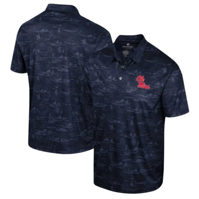 Colosseum Navy Ole Miss Rebels Daly Print Polo