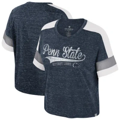 Colosseum Navy Penn State Nittany Lions Color Block Scoop Neck T-shirt