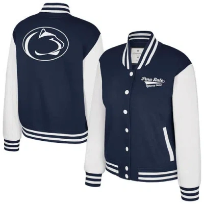 Colosseum Navy Penn State Nittany Lions French Baguette Full Snap Fleece Jacket In Blue