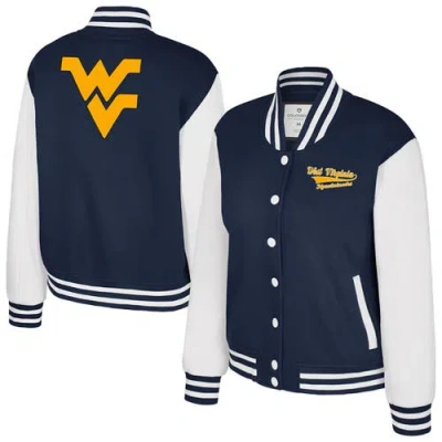 Colosseum Navy West Virginia Mountaineers French Baguette Full Snap Fleece Jacket In Blue