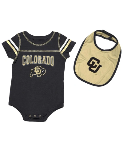 Colosseum Babies' Newborn And Infant Boys And Girls  Black Colorado Buffaloes Chocolate Bodysuit And Bib Set