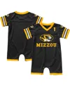 Colosseum Newborn And Infant Boys And Girls  Black Missouri Tigers Bumpo Football Romper In Black