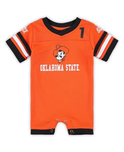 Colosseum Babies' Newborn And Infant Boys And Girls  Orange Oklahoma State Cowboys Bumpo Football Logo Romper