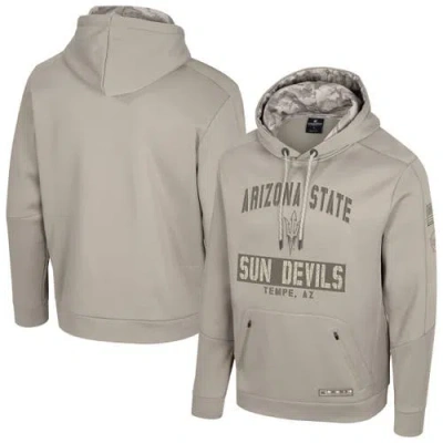 Colosseum Oatmeal Arizona State Sun Devils Operation Hat Trick Battalion Hoodie In Gray