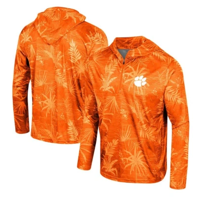 Colosseum Orange Clemson Tigers Palms Printed Lightweight Quarter-zip Hooded Top