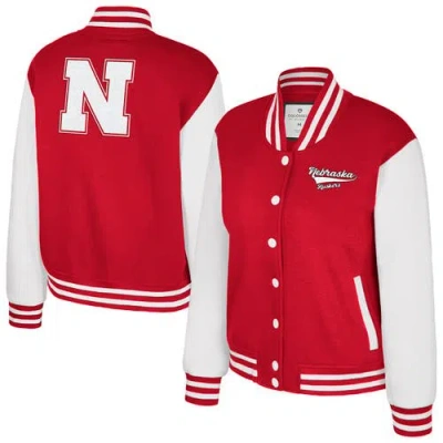 Colosseum Texas Scarlet Nebraska Huskers French Baguette Full Snap Fleece Jacket In Red